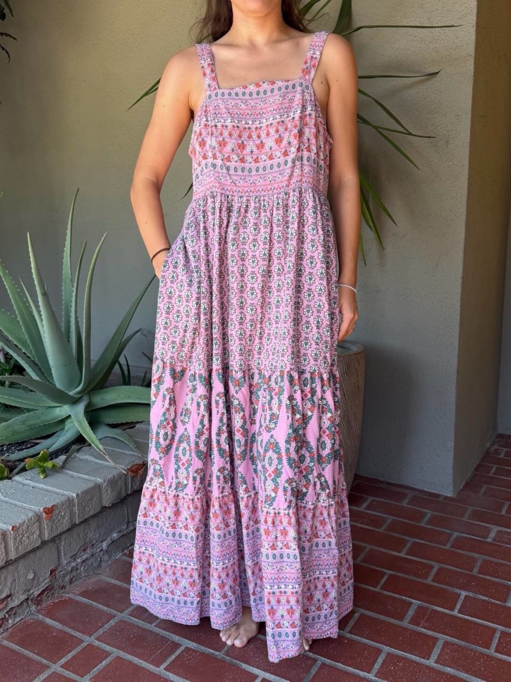 Knox Rose Pink Printed Boho Maxi Dress Medium